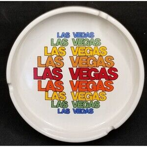 Vintage Las Vegas rainbow colorway ashtray made in Korea